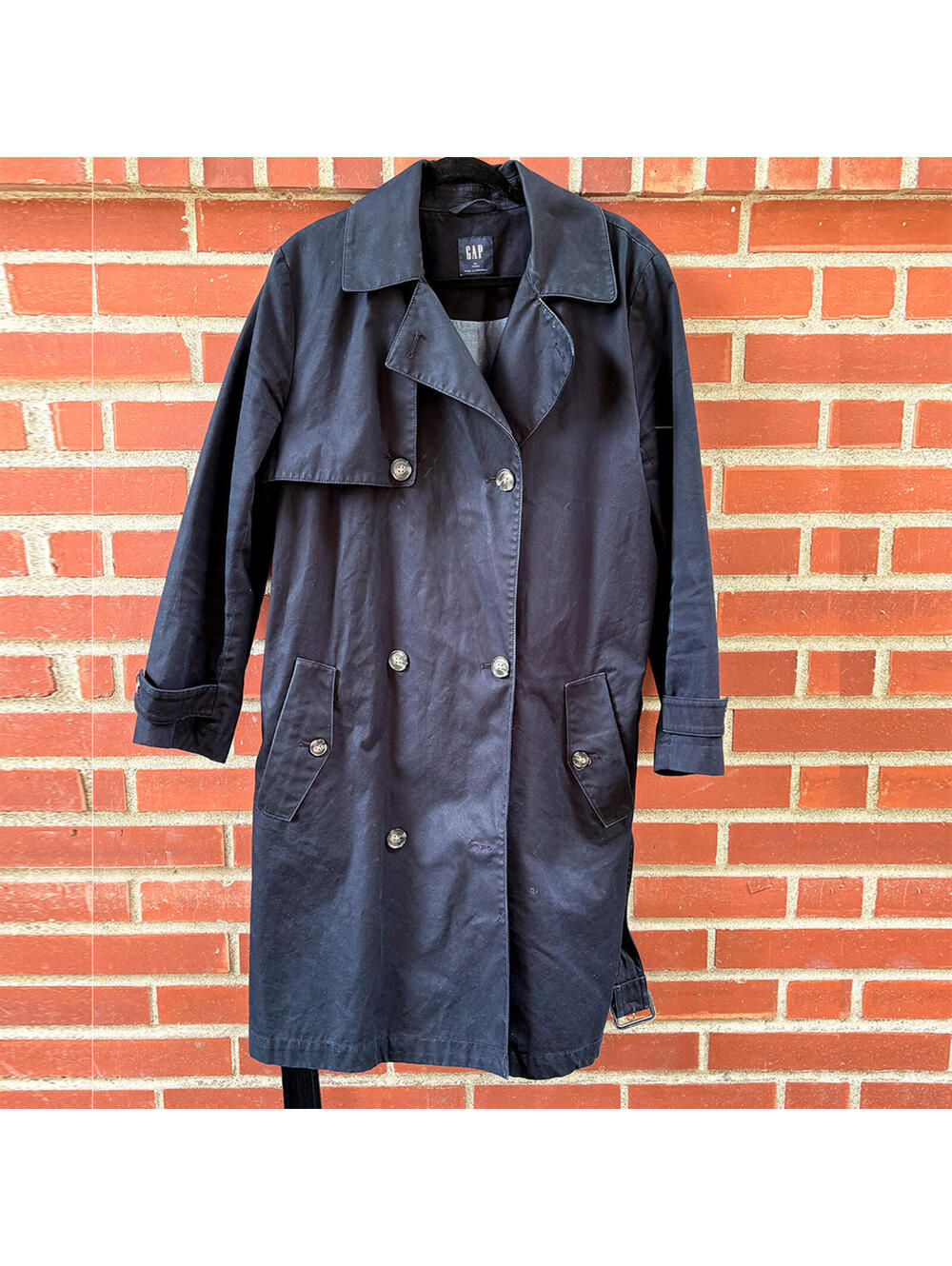 GAP XL Tall Navy Blue Trench Coat with Belt